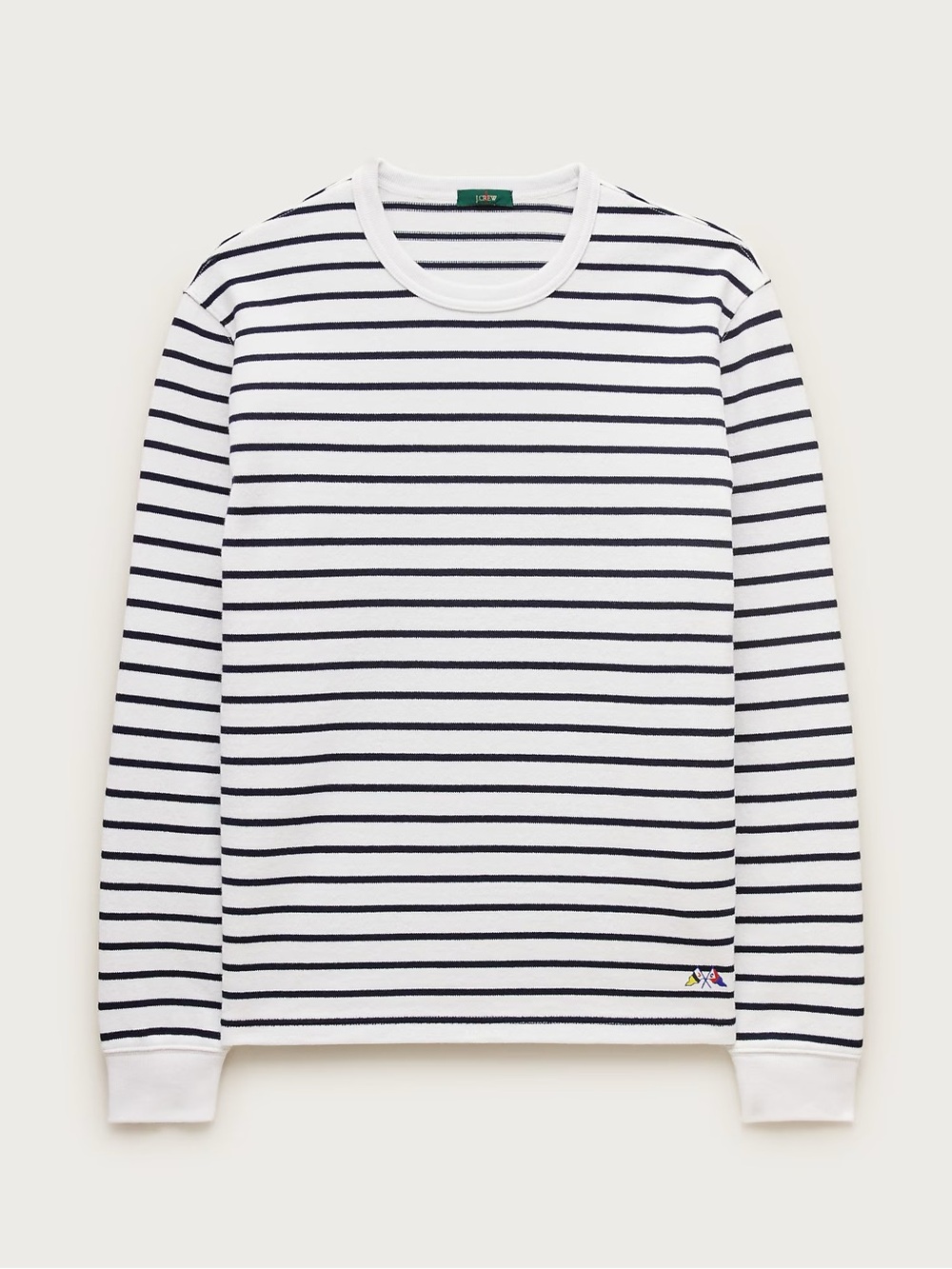 J. Crew Long-sleeve Crewneck in Striped Maritime Jersey Size XL NWT $98 CR195